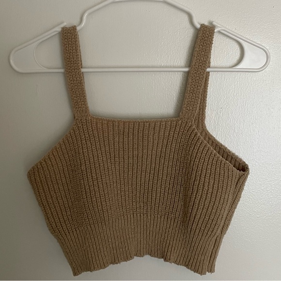 Brown/tan SHEIN knit crop top medium - Picture 3 of 3